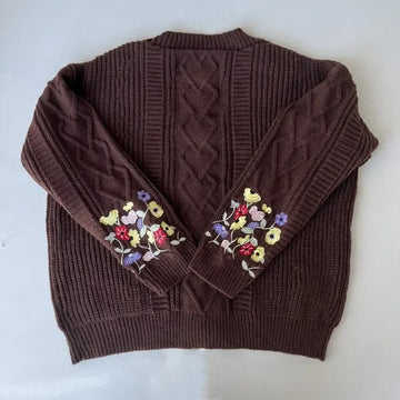 2025 Plus Size Eras Cardigan for Women Autumn Winter Flower Embroidered Knitted Sweater Y2k Girl Vintage Fashion Cardigans Tops